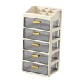 thumbnail image 3 of Organizador de escritorio con compartimentos y cajones. Almacenamiento cosmético moderno, ideal para Marrón cremoso de 5 niveles, 3 of 9