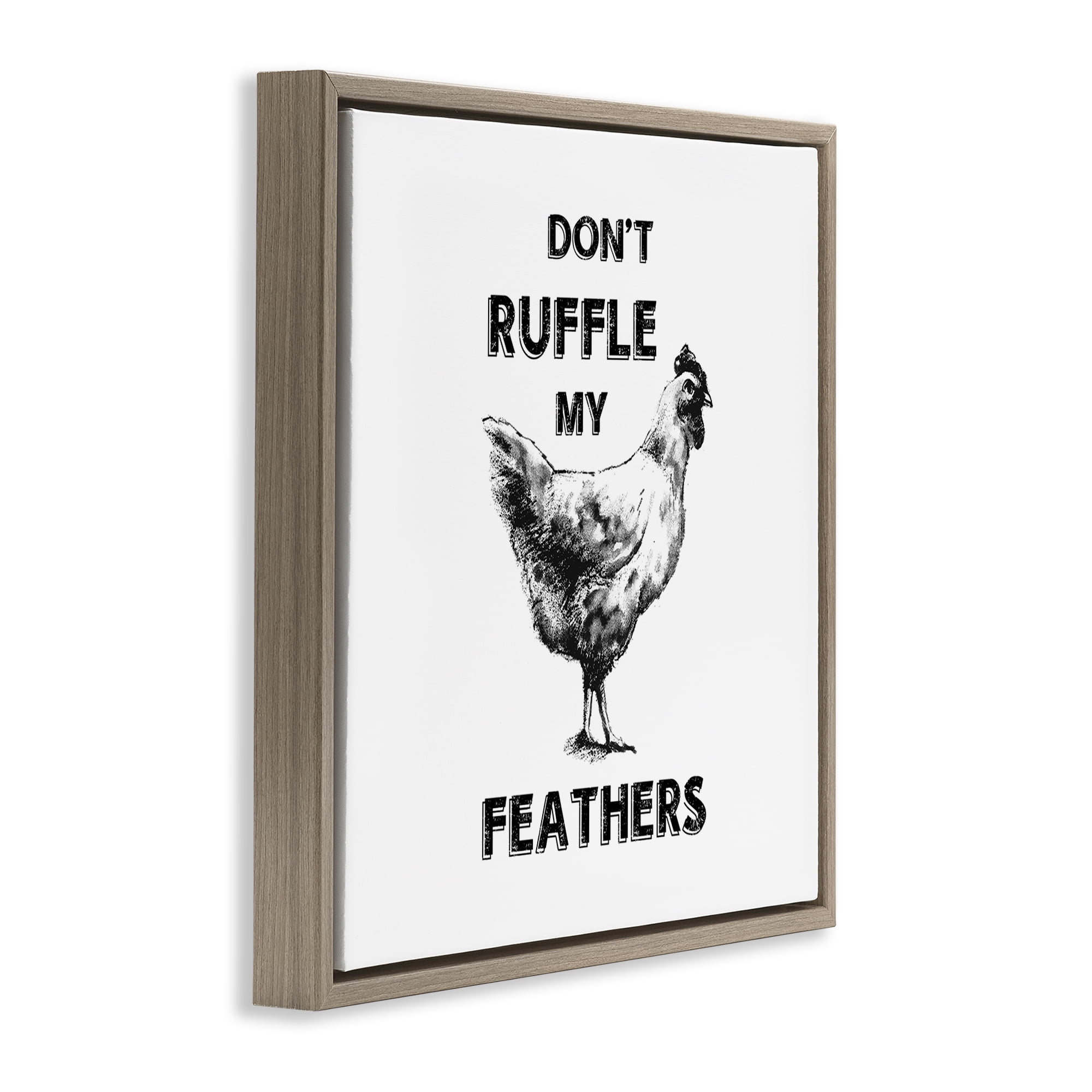 Stupell Industries Sassy Rooster Ruffled Feathers Animals Painting Brown Floater Framed Canvas Art Print Wall Art, 25 x 25