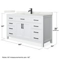thumbnail image 4 of Beckett 60" White Single Vanity & Giotto Quartz Top (1-Hole) & Black Trim, 4 of 5