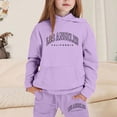 thumbnail image 2 of Girls Sweatpants Size 10-12 - Girls Outfits Hoodies Letter Print Sweatshirt Stylish Everyday Wear Casual Winter Two Piece Set (Purple,9-10 Years), 2 of 4