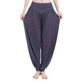 thumbnail image 4 of Soidarity Pantalones de yoga de cintura alta para mujer, bombachos sueltos para danza del vientre, pantalones Tai sólidos modales Uniforme atlético Gris METRO, 4 of 6