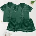 thumbnail image 4 of Women's Pajama Sets Short Sleeve Sleepwear Loungewear Satin Pyjamas 4 Piece Pyjamas And Shorts Set Sets Leisure Suit Plus Size Womens Clothing, 4 of 4