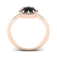 thumbnail image 4 of SuperJeweler 1 Carat Rose Cut Cushion Cut Black and White Diamond Halo Ring In 14 Karat Rose Gold For Women, 4 of 6
