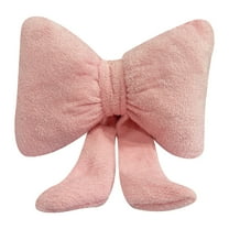 Soft Furry Bow Throw Pillows 14 x 10 Inch Cute Bowknot Plush Pillow Home Decor Stuffed Bow Lumbar Pillow for Bed Couch Living Room Decor (Pink)