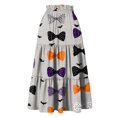 thumbnail image 5 of Womens Casual Elastic Waist Drawstring Midi Skirt Halloween Print Vacation Style Ruffle Hem A Line Flowy Skirt, 5 of 6