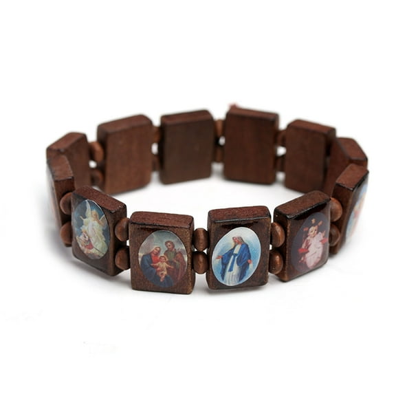 Fashion Wood Catholic Bracelets Unisex Wood Bracelet Paryer Charm Jewelry Mens Bracelets