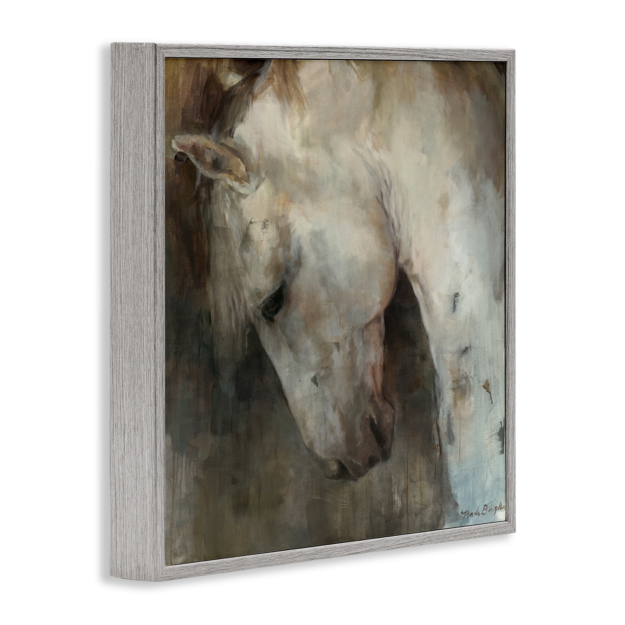Stupell Industries Rustic Horse Portrait Animals & Insects Painting Gray Framed Art Print Wall Art, 17 x 17