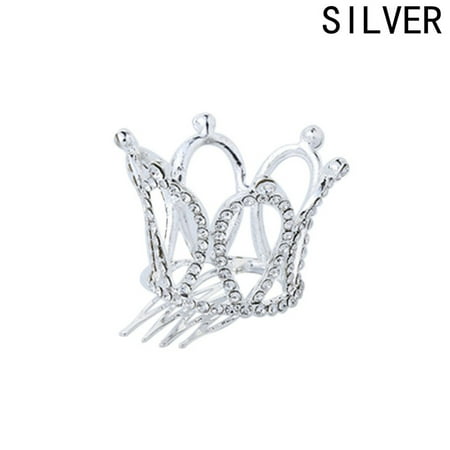 SHOPFIVE Bridal Round Crown Crystal High Quality Alloy Hair Comb Princess Tiara