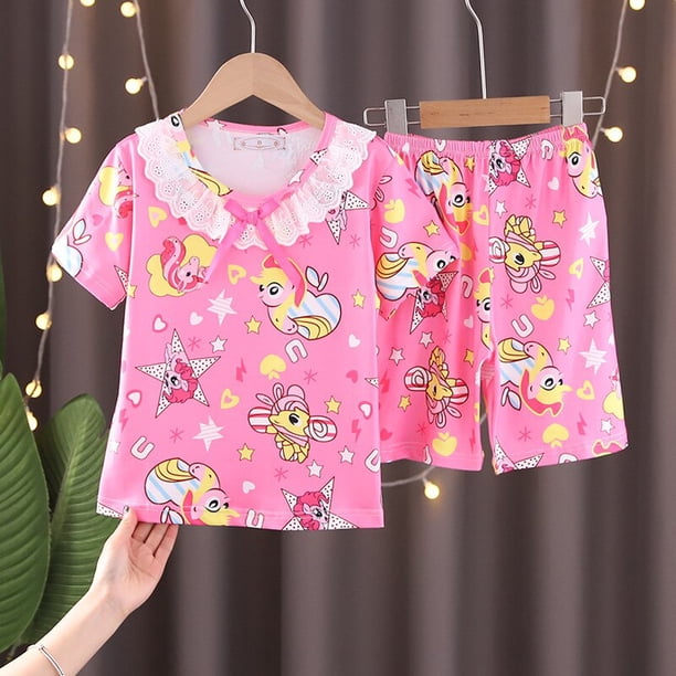 Pyamas Elsa Frozen Elsa été filles pyjamas à manches courtes vêtements pour enfants ...