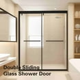 thumbnail image 5 of Sliding Glass Shower Door, 56-60" W X 76" H, 8mm Tempered Glass, Easy-Clean Coating, Brushed & Polished Finish, Smooth Buffering Mechanism, Framed A-Black, 5 of 6