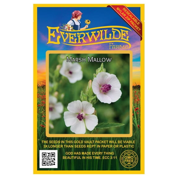 Everwilde Farms - 150 Marsh Mallow Wildflower Seeds - Gold Vault Seed Packet