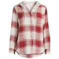 thumbnail image 2 of Time And Tru Women's Hooded Flannel, 2 of 5