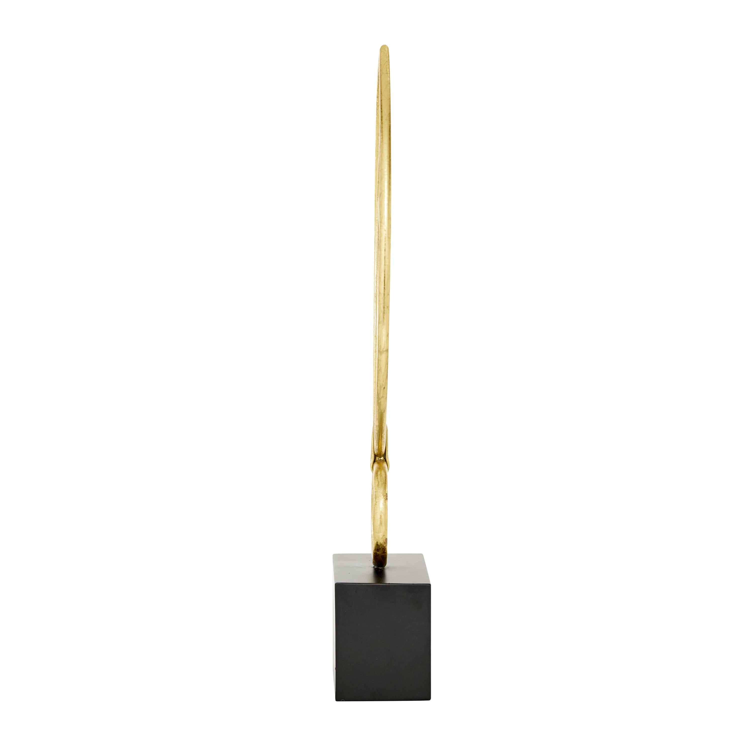 8" x 24" Gold Metal Abstract Sculpture with Black Base, by CosmoLiving by Cosmopolitan