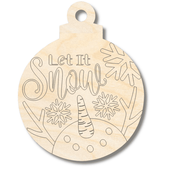 Unfinished Wood Etched Let it Snow Ornament Shape 12" / 1/4"