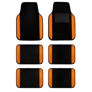 FH Group Premium Carpet Floor Mats Color Trimmed 3 Row Floor Mats for SUV Van, 3 Row Full Set, Orange Black