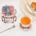 thumbnail image 5 of Haosy Set of 6 Drink Woven Coaster with Holder Heat Resistant Non-Slip Bar Coasters 4 Inches Statue Of Liberty with Flag, 5 of 7