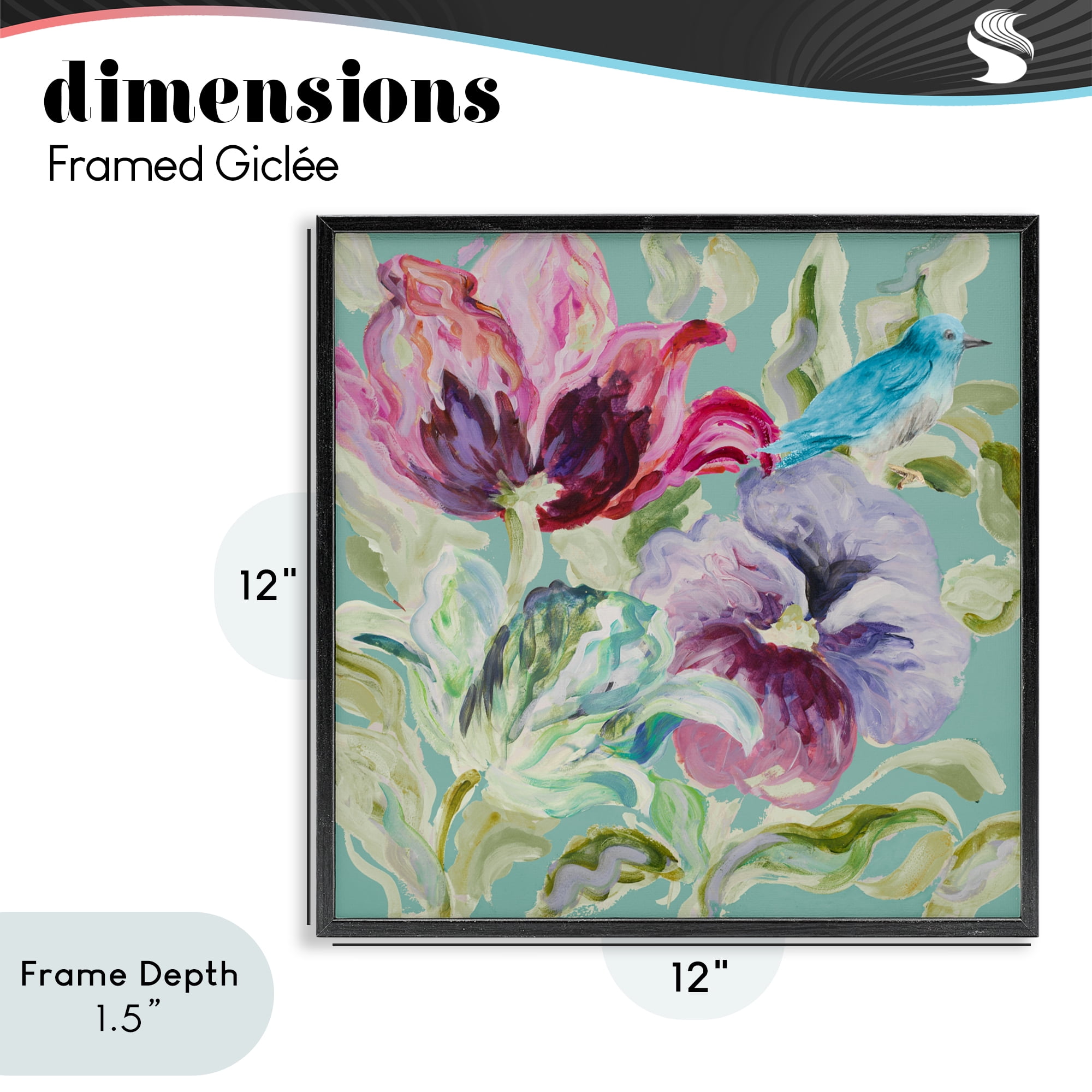 Stupell Industries Lyrical Garden Strokes Black Framed Giclee Art, design by Lanie Loreth