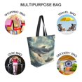 thumbnail image 7 of FORMRS Womens Canvas Tote Bag with Zipper Inner Pocket Shoulder Handbag, Beige Floating Whale, 7 of 7