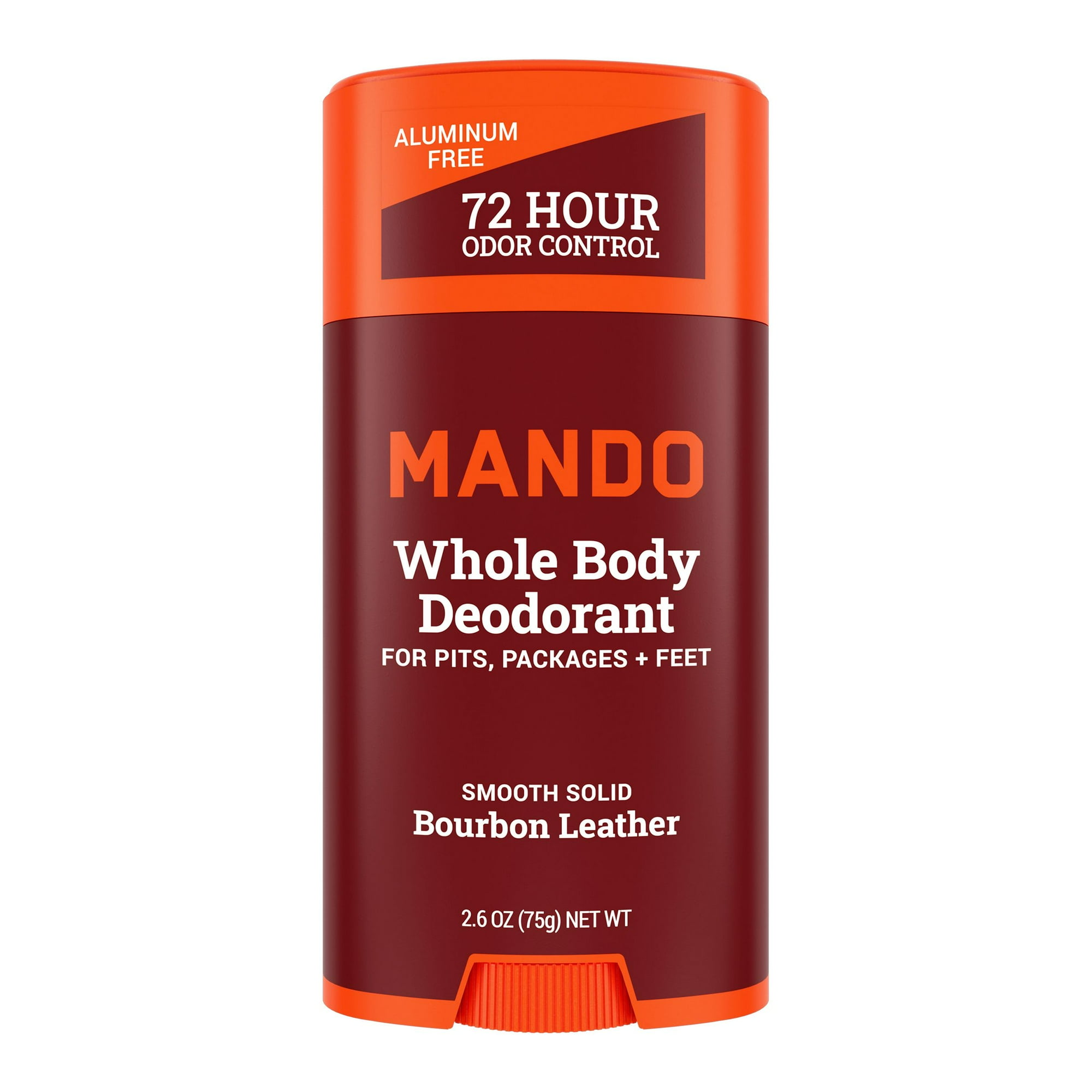 Mando Deodorant Stick for Men Smooth Solid Aluminum Free Bourbon Leather Scent 2.6 oz