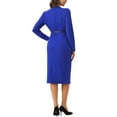 thumbnail image 3 of INSPIRE CHIC Work Sheath Dress for Women's Stand Collar Bodycon Career Dress M Royal Blue, 3 of 6