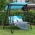 thumbnail image 1 of Gymax Patio Canopy Swing Outdoor Swing Chair 2-Person Canopy Hammock Turquoise, 1 of 9