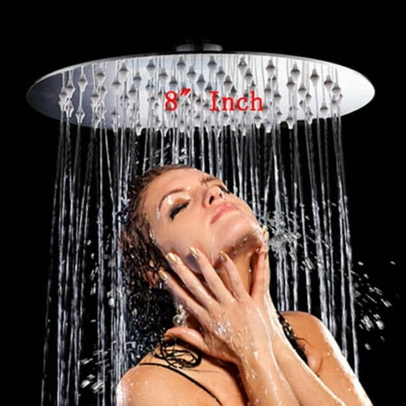 8'' Round Stainless Steel Rain Shower Head Chrome Bathroom Top Sprayer Faucet