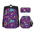 thumbnail image 1 of Disketp Retro 80s Style Mochila Estampada de Gran Capacidad con Lonchera y Estuche, Set de 3 Piezas para Estudiantes, 1 of 7
