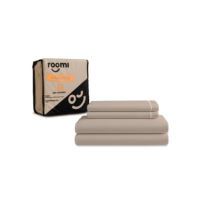 Juego de Sábanas Matrimonial roomi Algodón Premium Frescas y Suaves Color Beige