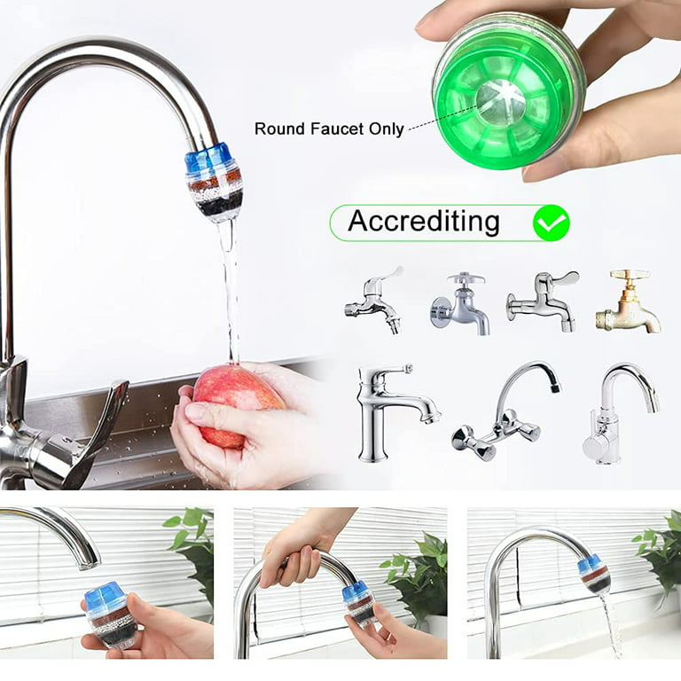 2 Pack Faucet Water Filter, Faucet Mount Filters Purifier Kitchen Tap  Filtration Activated Carbon Removes Chlorine Fluoride Heavy Metals Hard  Water