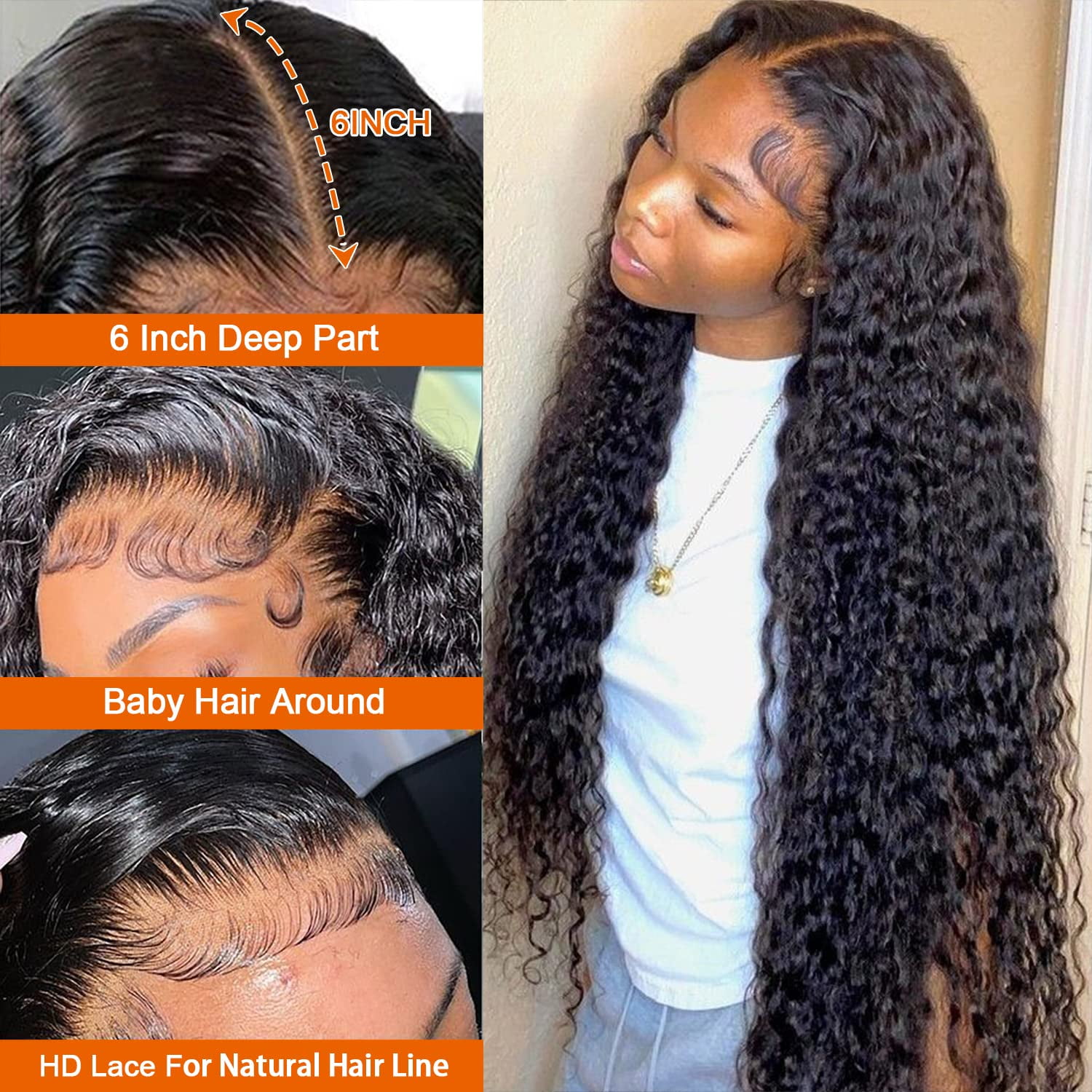 13x6 Lace Front Kinky Curly Wig 100% Human Hair Lace Frontal Wigs Transparent 13*6 Lace Frontal Human Hair Wigs for Women 200% Density
