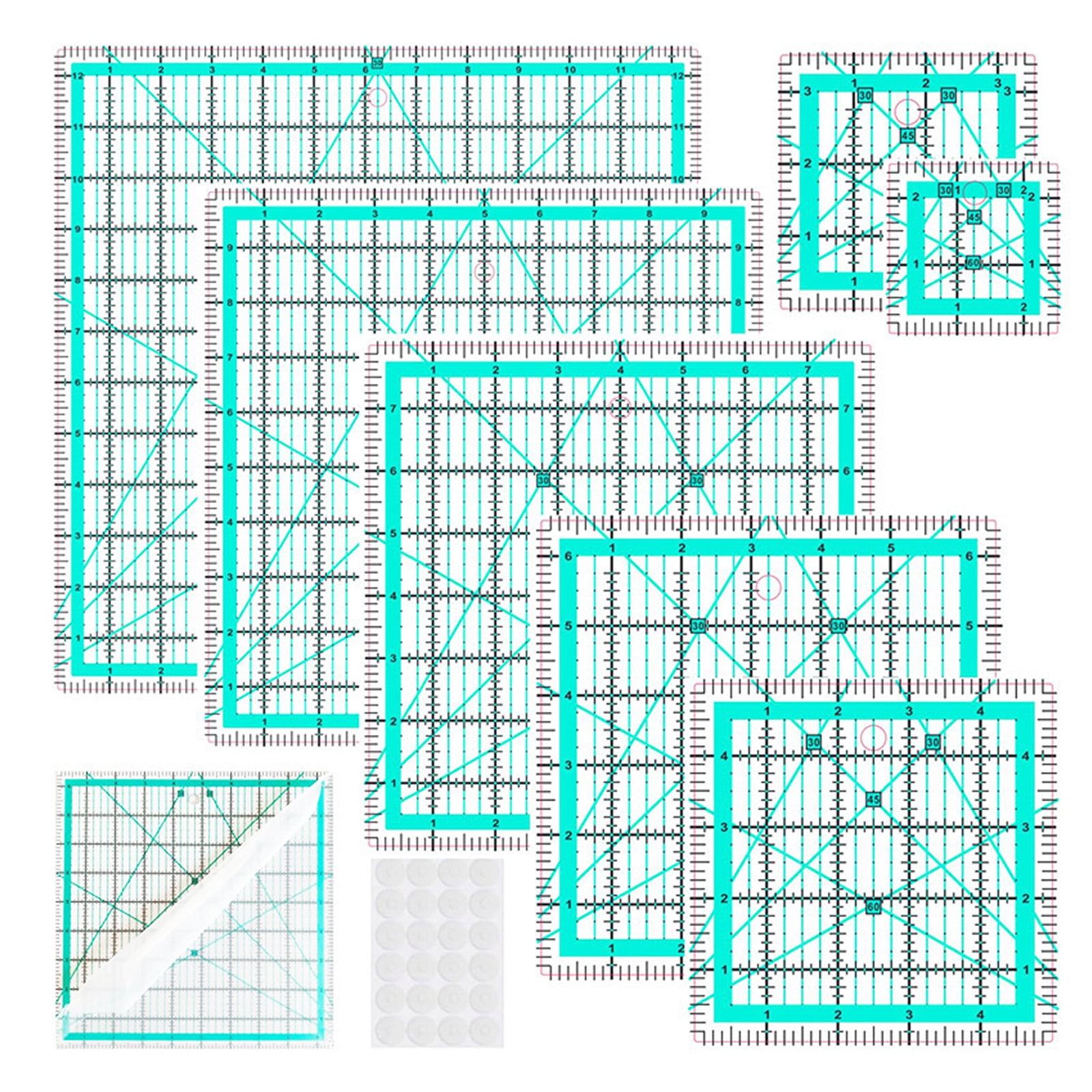 6Pcs Clear Acrylic Sewing Ruler Quilting Patchwork Templates Ruler for Fabric Cutting Sewing Measuring Dressmaking Craft