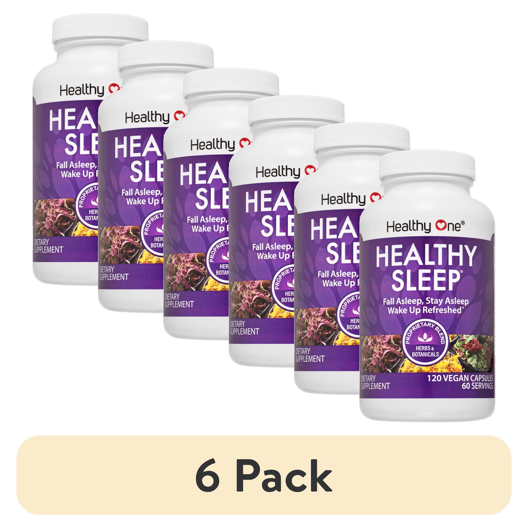 (6 pack) Healthy One Healthy Sleep Supplement, Melatonin, plus 9 other Ingredients. 120 Capsules