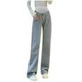 thumbnail image 2 of pstuiky Maternity Pants for Women Wide Leg Jeans High Waist Over The Belly Support Pants Loose Fit Straight Leg Floor Length Trousers Pregnancy Pants for Women, 2 of 3