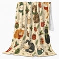 thumbnail image 2 of Winter Cats decorative motif Gifts Christmas, Festive Pet Portrait Pattern, Warm Flannel Blanket for Living Room and Reading Nook, Cat Lovers Friendship Gift, Pet Lover Home Decor, 2 of 9