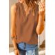 thumbnail image 3 of ABPHQTO Camiseta sin mangas con cuello en V y encaje de pestañas naranja para mujer, 3 of 5