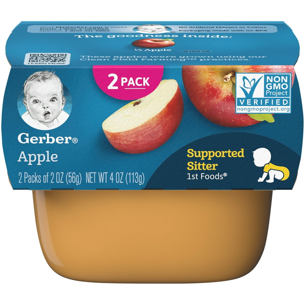 (2 Pack) Gerber Stage 1, Apple Baby Food, 1 Tub - Walmart.com - Walmart.com