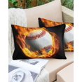 thumbnail image 4 of Waterproof Outdoor Throw Pillows with Inserts 12"x20", Baseball Soft Decorative Pillowcases for Couch Bedroom, Modern Buruning Flame Sport Black Background Pillow Covers for Sofa Living Room, 4 of 8