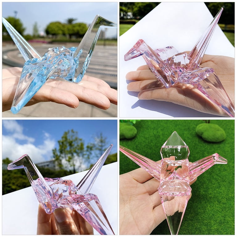 DRAFIDEEP Acrylic Origami Crane Model Ornament Set 3pcs Paper