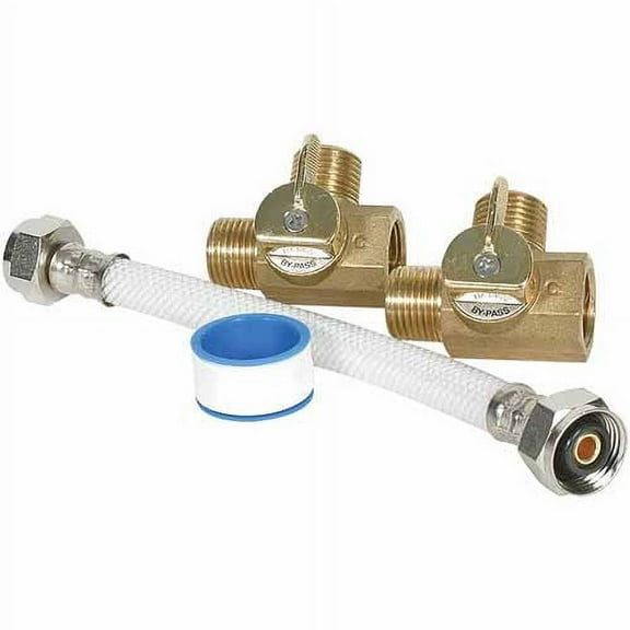 Camco Camper/RV Water Heater By-Pass Kit | Designed to By-Pass RV Water Heater when Winterizing | 8-Inch Crimp-Resilient Nylon Reinforced Hose (35953)