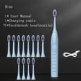 thumbnail image 3 of Cepillo de dientes eléctrico sónico blanqueador IPX7 resistente al agua, 4 cabezales, cargador USB, recargable, limpieza profunda, 3 of 5