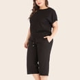 thumbnail image 4 of Ensembles Deux Pièces pour Femmes Ensembles de Vêtements d'Été pour Femmes Col Rond Manches Courtes Hauts Pantalons Ensembles Pantalons Style S_271 Survêtements pour Femmes Noir TTG, 4 of 6