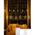 thumbnail image 2 of Luces 138 Led Cortina 12 Estrellas Decorativas 8 Modos Amarilla VIMI, 2 of 9