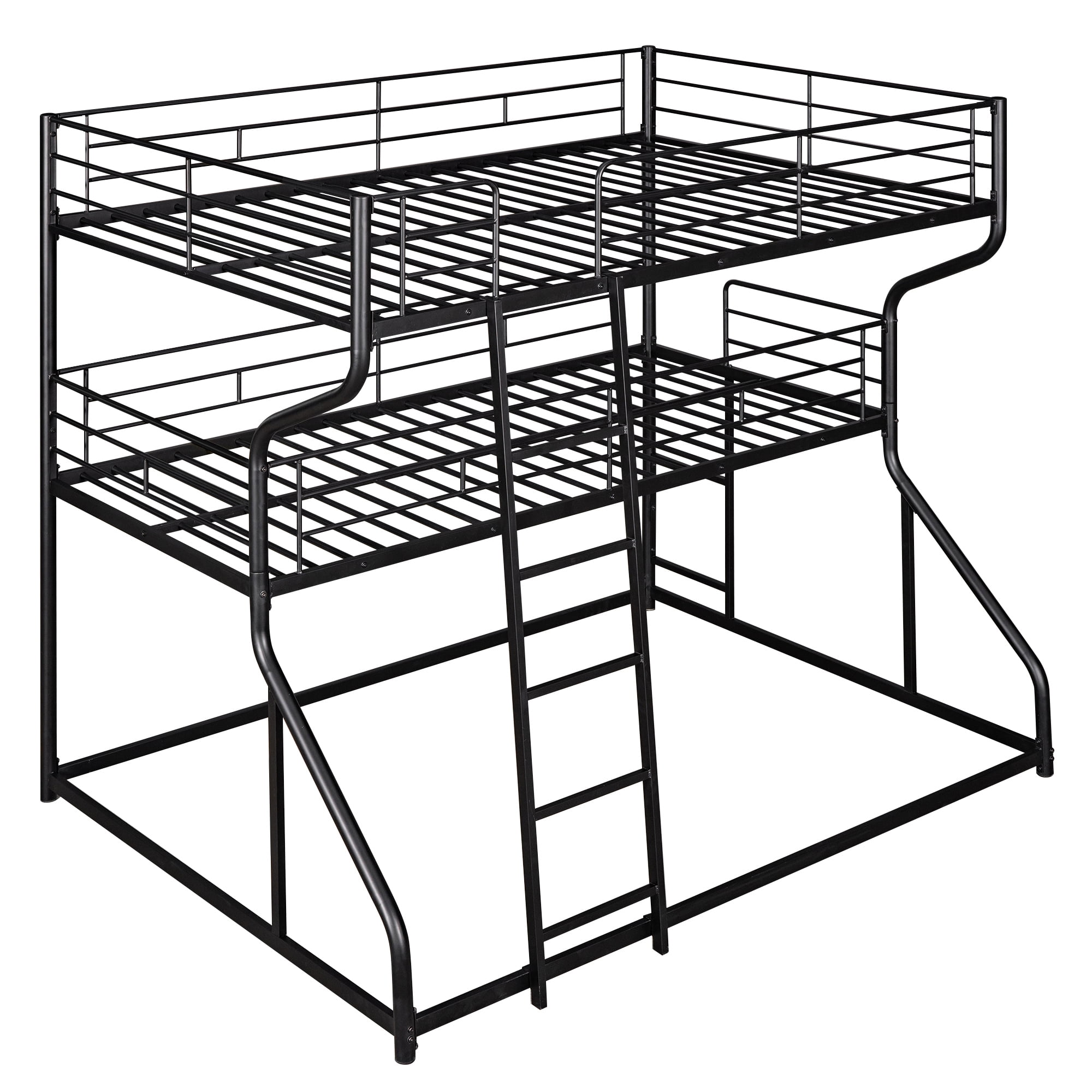 Full XL over Twin XL over Queen Size Triple Bunk Bed,Heavy Duty Metal Triple Bed for Kids,Black