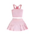 thumbnail image 2 of Skirts Sets for Girls 2 Piece Outfits Size 9M-5Y Toddlers Cute Sleeveless Cami Tops and Pleated Skirt Solid Vacation Travel Set Summer, 2 of 7