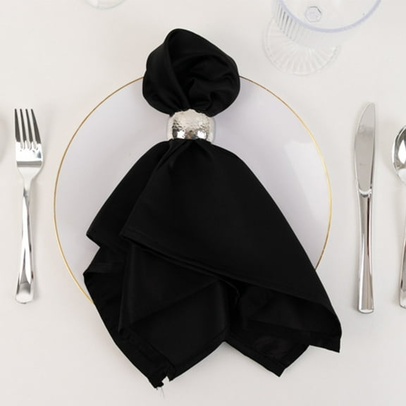 Efavormart Lamour Satin Napkins - Black, 20"x20", 5 Pack