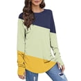 thumbnail image 5 of Eryao Long Sleeve Thumb Hole Shirts Womens Color Block Round Neck Pullover Tees 2025 Spring Loose Lightweight Plain Tops People Free Dupes,Yellow,XXL, 5 of 5