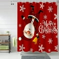 thumbnail image 6 of Red Merry Christmas Shower Curtain, Funny Hanging Santa Shower Curtains Set with Hooks, Snow Winter Holiday Waterproof Fabric Bathroom Curtains Decor Home Accessories,Stall 36 X 72 Inch, 6 of 6