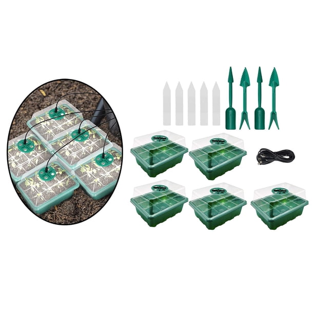 Bandeja de inicio de semillas hidropónica Reutilizable Plástico Wheatgrass Germinación Arranque Plántulas con luz de Inicio CUTICAT Bandeja de inicio de semillas