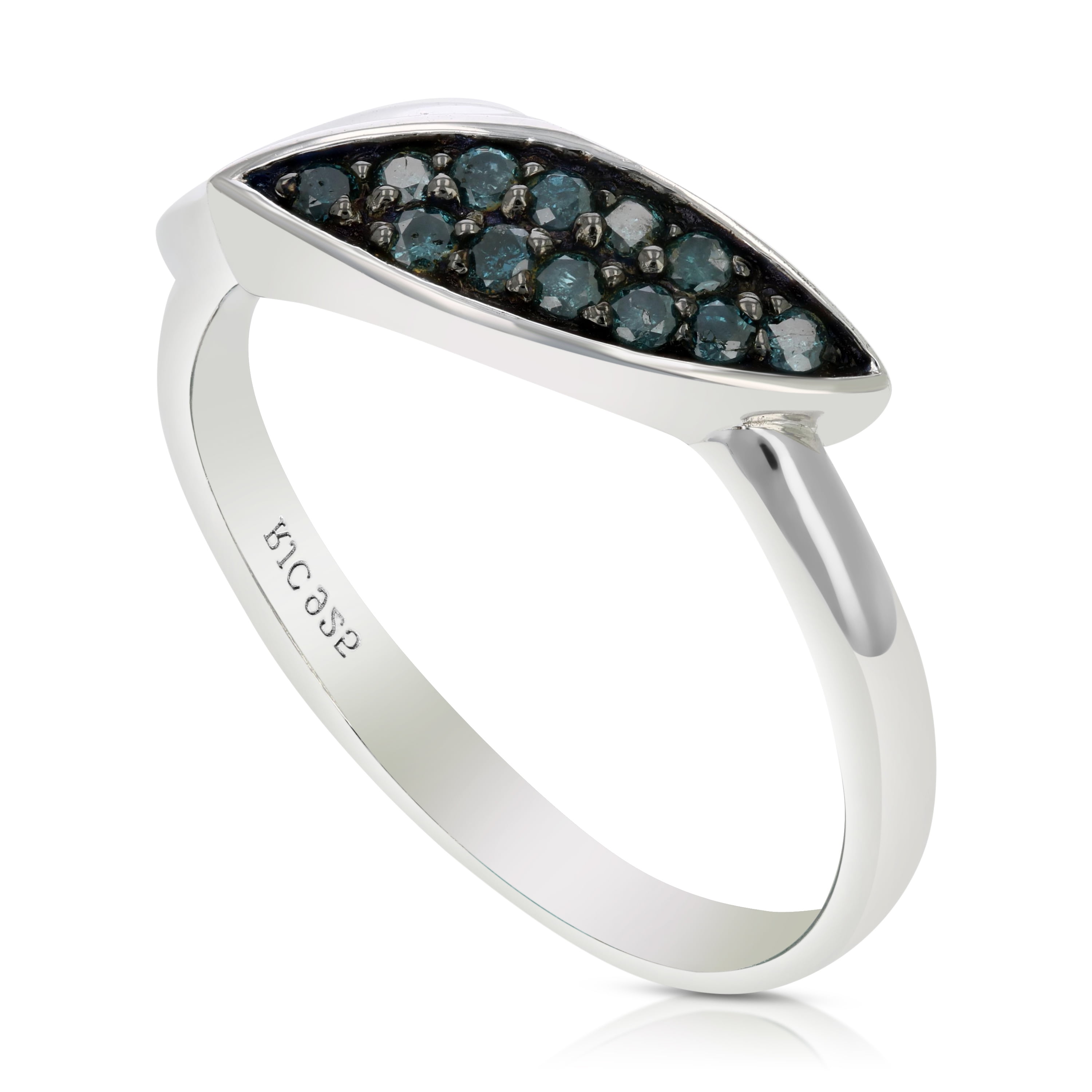 Vir Jewels 1/5 CTTW Blue Diamond Ring .925 Sterling Silver with Rhodium Plating Size 7 Female Adult