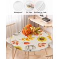 thumbnail image 3 of Fitted Round Tablecloths Table Covers 36-44in,Thanksgiving White Pumpkin Leaves Waterproof Elastic Edged Table Cloth for Kitchen Dining Holiday Party Tables Decor,Fall Harvest Sunflower on Burlap, 3 of 6